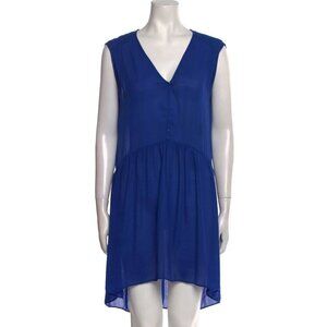 Sandro V-Neck Knee Length Dress Blue Sz Small